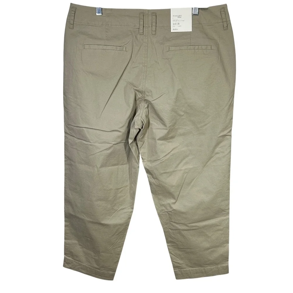 A New Day‎ Womens Khaki Chino Cropped Pants Size 8 Cotton Stretch Casual NWT